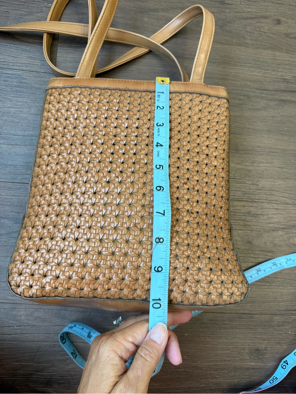 Liz Claiborne Classic Woven Leather Shoulder Bag Basket Weave Brown Purse Vtg - Picture 7 of 13